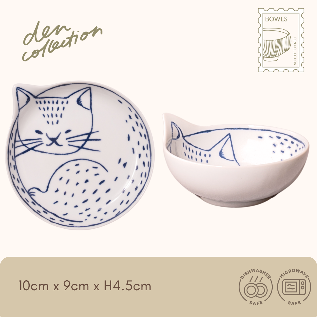 Hasami ware Cozy Neco Bowl – “Bengal” design showcasing a spotted sleeping cat, blending unique character with Japanese ceramic artistry. / 波佐見焼「Cozy Neco 小鉢(ベンガル)」は、斑点模様のベンガル猫が丸くなった姿を描いた小鉢。個性と和の美しさが調和した一品。